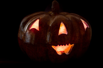 Scary Halloween Pumpkin with glowing eyes