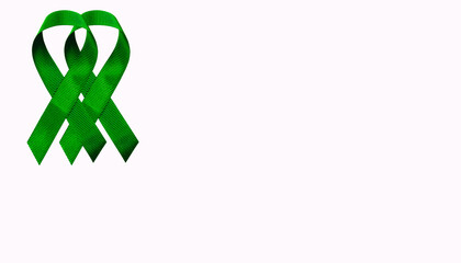 Green ribbon isolated on white background.