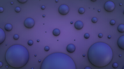 Blue spherical elements of different diameters on a blue surface. Abstract backdrop