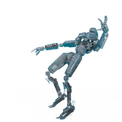 worker robot is knocked out in white background