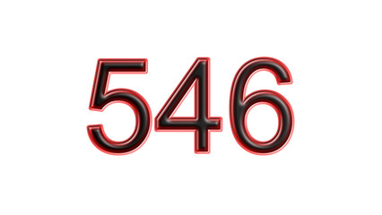 red 546 number 3d effect white background
