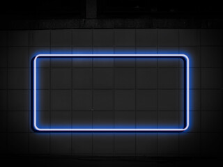 simple light color neon frame on the wall outdoors in the night