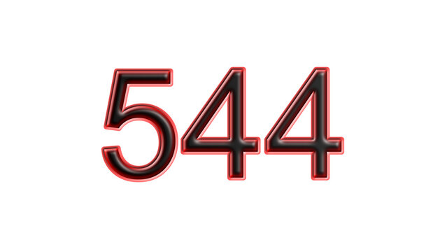 red 544 number 3d effect white background