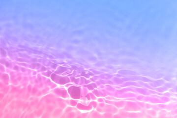 Serum or water texture close up. Bright blue and pink gradient liquid gel background. Transparent beauty skincare sample. Water clear transparent background. Banner with copy space
