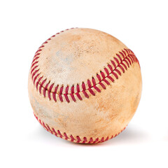 Worn baseball isolated on white background, sport