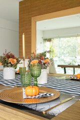 Table decorated for food on the occasion of Halloween.
