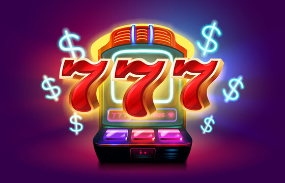 Casino slots machine winner, fortune of luck, 777 win banner. Vector