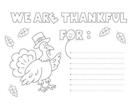 family coloring activity, write the things to be thankful for. thanksgiving coloring page you can print on standard 8.5x11 inch paper