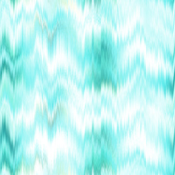 Washed teal blurry wavy ikat seamless pattern. Aquarelle effect boho fashion fabric for coastal nautical stripe wallpaper background. Stripe with blurry gradient tileable swatch.