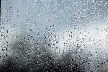 Drops on the glass at home after the rain