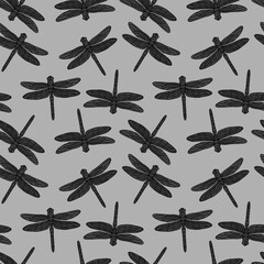 Cartoon doodle butterfly seamless dragonfly line art pattern for wrapping paper and clothes kids print and linens