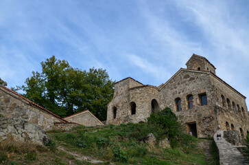 Fototapeta na wymiar Ancient monastic complex Nekresi located on the top of a mountain in the Alazani Valley in Kakheti region, Georgia