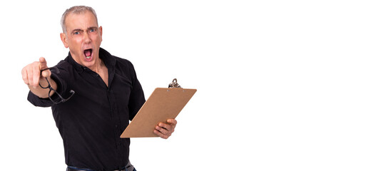 angry screaming business man isolated