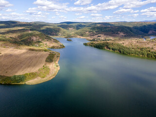 Amazing Aerial view of Pchelina Reservoir, Bulgaria