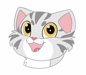 The cute American Shorthair cat is showing smile face and big eyes.