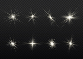 Glowing white lights, star sparkl, sun light lens