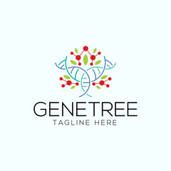 Tree and genetic logo design template with pictorial mark style