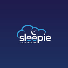 Sleep and cloud logo design template with word mark style