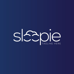 Sleep and sky logo design template with word mark style