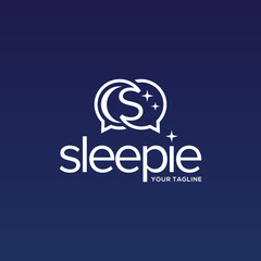 Sleep and talk logo design template with pictorial mark style