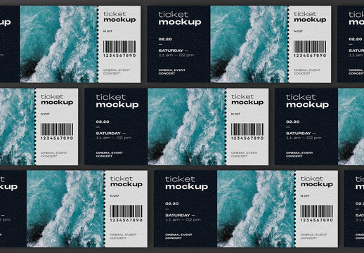 Ticket Mockup Set for Event Branding &ndash; Professional Template for Concert, Movie, and Festival Ticket Designs