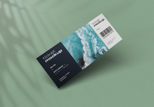 Editable Ticket Mockup for Event Promotion &ndash; Front View with Barcode and Customizable Background