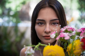 portrait of a woman with flowers