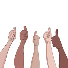 Hands of different ethnic groups representing well-being and health.