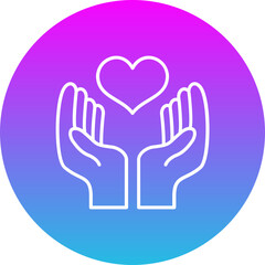 Hand With Heart Gradient Circle Line Inverted Icon