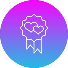 Ribbon Badge Gradient Circle Line Inverted Icon