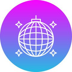 Disco Ball Gradient Circle Line Inverted Icon
