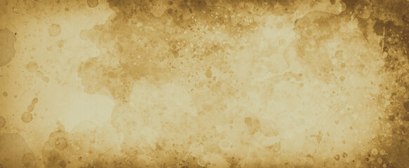 Old brown paper background illustration, brown and beige coffee color stains blotches and paint spatter grunge texture