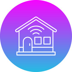 Smart House Gradient Circle Line Inverted Icon