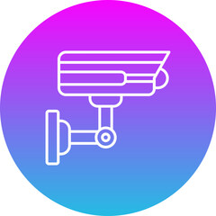 Cctv Camera Gradient Circle Line Inverted Icon