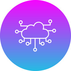 Cloud Computing Gradient Circle Line Inverted Icon