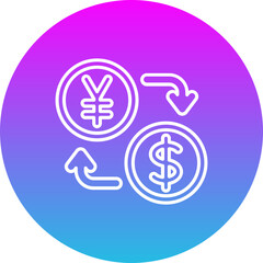 Currency Exchange Gradient Circle Line Inverted Icon