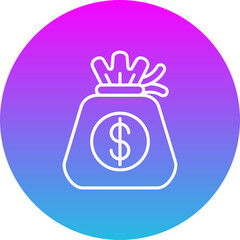 Money Bag Gradient Circle Line Inverted Icon