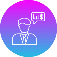 Financial Advisor Gradient Circle Line Inverted Icon
