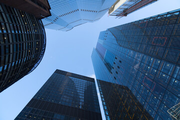 Fototapeta na wymiar View sky high-rise buildings skyscrapers concept