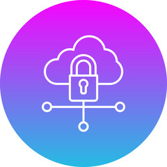 Cloud Lock Gradient Circle Line Inverted Icon