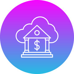 Fototapeta premium Cloud Banking Gradient Circle Line Inverted Icon
