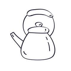 Kettle or teapot isolated hand drawn doodle line sketch vector illustration