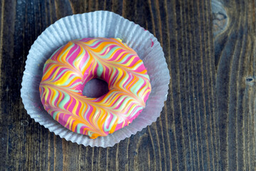 round donuts in glaze and with berry filling