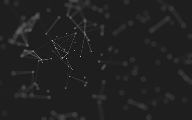 Abstract background. Molecules technology with polygonal shapes, connecting dots and lines. Connection structure. Big data visualization.