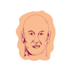 Bald Caucasian Male Head Drawing