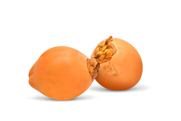 Sri Lankan Sweetest King Coconut. The isolated king coconuts on a white background
