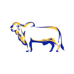 Brahman Bull Side View Retro