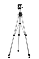 An isolated camera tripod on a white background. It will help to hold a DSLR camera or a flash...