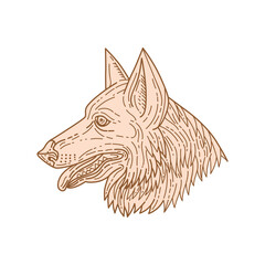 German Shepherd Dog Head Mono Line