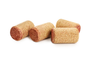 Set of wine bottle corks isolated on white